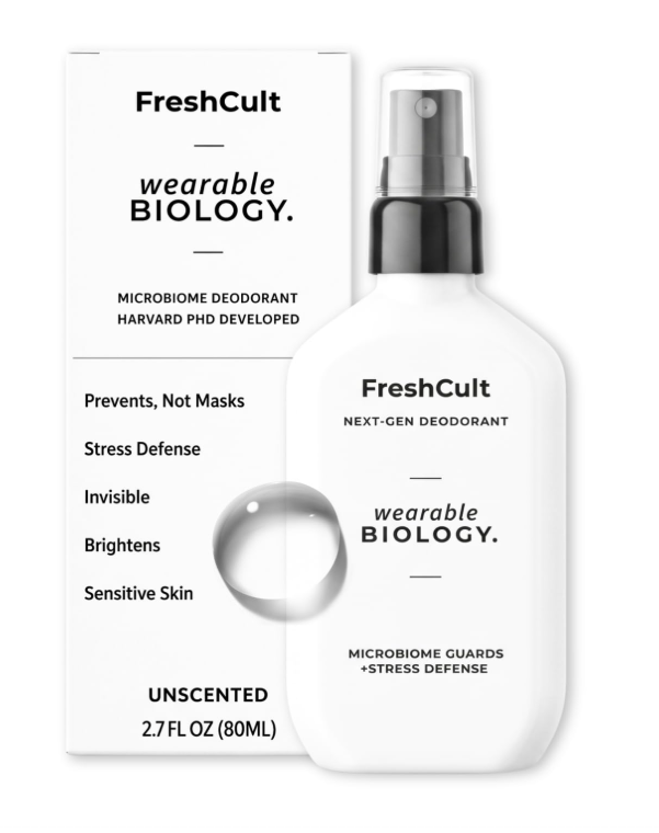 FreshCult Unscented Deodorant Spray - Stops Odor Before It Forms - Sensitive Skin - Zero Stains - Brightens Underarms - Stress Odor Protection - Korean Skincare - 2.6oz