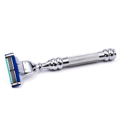 Parker 43M All-Metal RazorGillette® Mach 3 Compatible Razorr – Accepts All Gillette® Mach 3 Trriple Blade Cartridge Refills – Deluxe Brass-Frame 1 Refill Cartridge Included (CHROME)