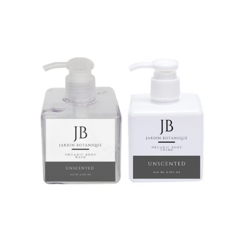 Unscented Organic Body Wash &amp Body Crème Set (8 Oz Body Wash &amp Crème Bottles)