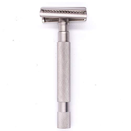 Parker Semi-Slant Safety Razor – Satin Chrome Finish | Smooth Efficient Double Edge Wet Shaver for Men | Slanted Cutting Action + 5 Platinum Blades Included | Iconic Brand