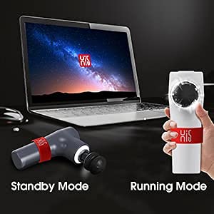 Master Massage Radiohead Portable Vibration Massage Gun with 6 Levels Speeds Equipped Smart Light System with Velvet Bag and 4 Head Attachments White