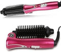 Mini Collaspe Hair Curler Tangle-Free Curling Iron Brush and Volumizer Dual Voltage Travel-Friendly Tourmaline Ceramic Ionic Hot Brush Styling Wand(Red)