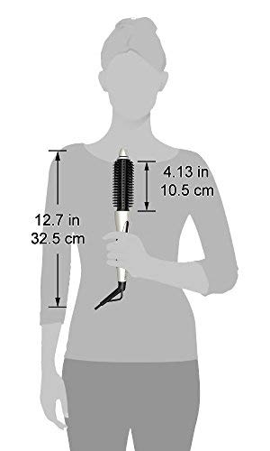 MIRACOMB Hair Curler Straightening Brush Ceramic Tourmaline Cool Touch PRO Multi Styler with 5 Heat Adjustments 1 Inch Barrel Auto Shut Off Pearl White (Package May Vary)