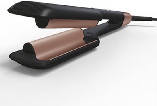 AIKO Pro Double Barrel Ceramic Hair Waver Beach Wave Egg Roll Curling Iron 2 Embedded Ceramic Barrels Styling Tool (Black Rose Gold)
