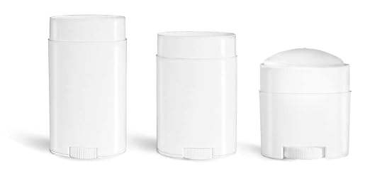 2.65 oz White Polypro Oval Deodorant Tubes (Bulk) Caps NOT Included