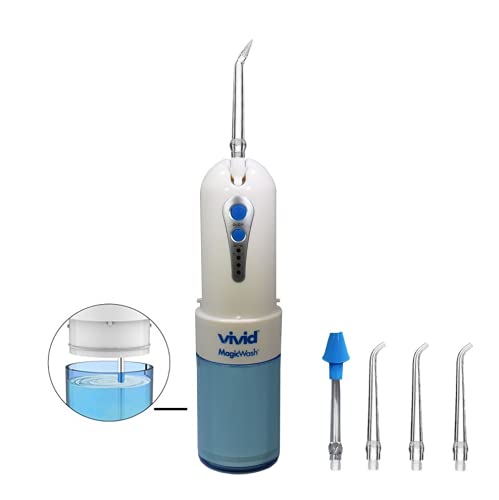 Water Flosser Professional Cordless for Teeth - Portable Rechargeable Dental Water Flosser Pik + Nasal Irrigator Travel Set 150ML Tank - 4 Modes - MagicWash by Vivid