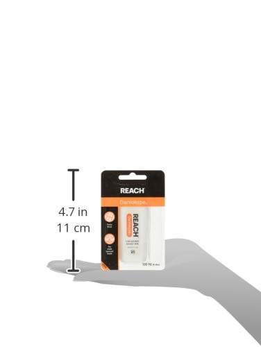 Reach Dentotape Waxed Dental Floss with Extra Wide Cleaning Surface for Large Spaces between Teeth Unflavored 100 Yards (Pack of 5)