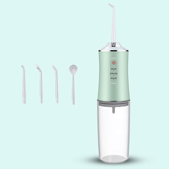 Generic Water Dental Flosser Teeth Picks - 4 Jets 3 Modes Portable Cordless Water Flosser for Teeth Cleaner IPX7 Waterproof Oral Irrigator Rechargeable for Travel HomeGums Braces Care (Green)