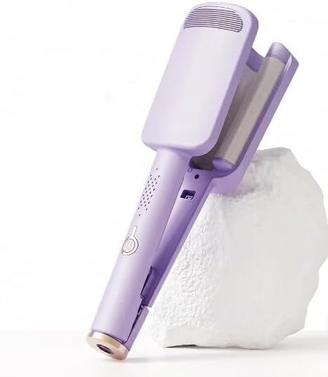 Hair Crimping Iron 10S Rapid Heating Ceramic Coating Hair Waver with 4-Temperature Settings (160-220°C) Anion Function &amp Deep Curved Panel for Loose French Waves 3 Color Options (Purple)