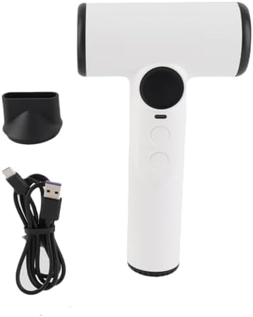 Cordless Hair Dryer USB Rechargeable Portable Hair Dryer with 3 Adjustable Gears Digital Display Screen Haircare Nozzle for Home School 200W