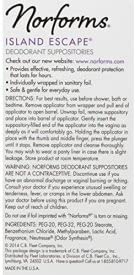 Norforms Feminine Deodorant Suppositories Long Lasting Odor Control Island Escape Scent 12 Count (Pack of 6)