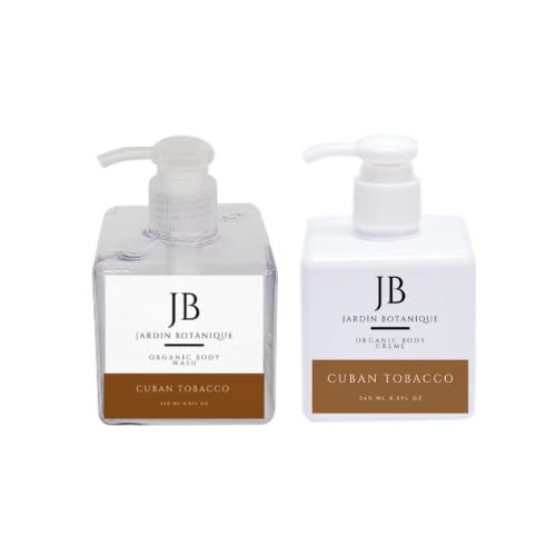 Cuban Tobacco Organic Body Wash &amp Body Crème Set (8 Oz Body Wash &amp Crème Bottles)