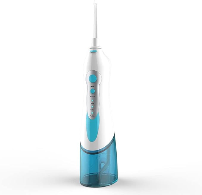 Water Flosser Portable Dental Oral Irrigator with 3 Modes 4 Replaceable Jet Tips Rechargeable Waterproof Teeth Cleaner for Home and Travel - 180ml Reservoir (Color : Blue)