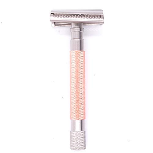 Parker Semi-Slant Safety Razor – Rose Gold Finish | Elegant DE Razor for Women &amp Men with Sensitive Skin | Slanted Head + 5 Parker Blades for Smooth Results | Iconic Brand