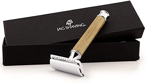 Jag Men's and Women's Sustainable Wet Razor with Bamboo Handle Double-Edged Razor with Elegant Case