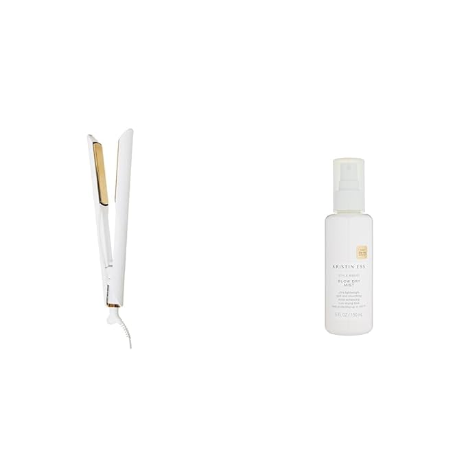 Kristin Ess Hair 3-in-One Titanium Flat Iron Hair Straightener Curler and Waver &amp Style Assist Blow Dry Mist Heat Protectant Spray for Hair