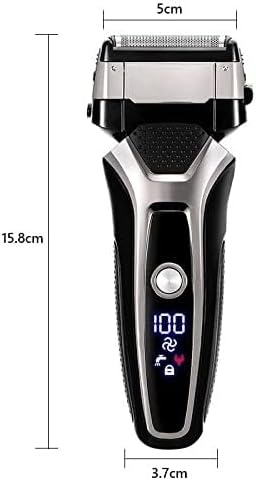 Men's Shaver USB Rechargeable Electric Shaver Stainless Steel Shaving Machine for Men 3D Triple Floating Blade Razor Shaver Barber Electric (Color : Silver with Box)