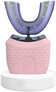 U-Shaped Electric Toothbrush with Blue Light 3 Cleaning Modes 45s Fast Full-Mouth Cleaning Rechargeable Auto Toothbrush for Adults (Pink)