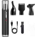 Ear and Nose Hair Trimmer Trimmer &amp Detailer for Hygienic Grooming with Rinseable Interchangeable Heads for Eyebrows Nose Ears Unisex