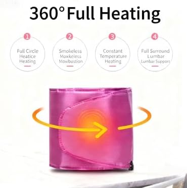 Adjustable Heated Waist Belt 360° Far Infrared Electric Sauna Hot Pad with 3 Vibration Modes Portable Foldable Lumbar Brace for Back Pain Relief Weight Loss &amp Waist Shaping for Women