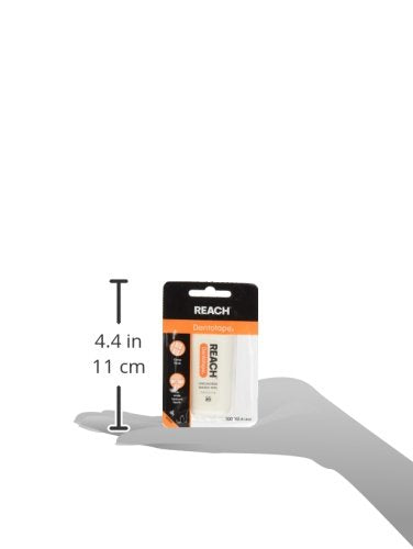 Reach Dentotape Waxed Dental Floss with Extra Wide Cleaning Surface for Large Spaces between Teeth Unflavored 100 Yards (Pack of 4)
