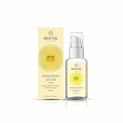 Bio.ever Sunscreen Lotion SPF 50 UVA UVB Blue Light Protection Prevents Tanning Hydrates &amp Nourishes Water Resistant