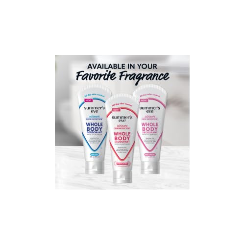 Summer's Eve Whole Body Deodorant for Women Ultimate Smell Control Aluminum Free Deodorant Simply Sensitive 3 Fl Oz (4pack)