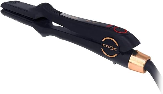 Croc Masters Black Titanium Flat Iron 1.5 Digital Temperature Control Dual Voltage Anti-Static Plates
