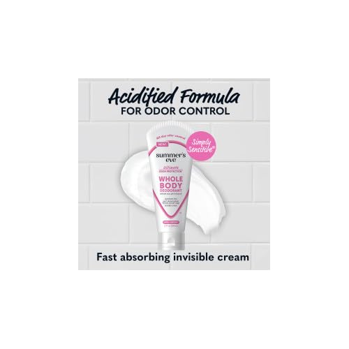 Summer's Eve Whole Body Deodorant for Women Ultimate Smell Control Aluminum Free Deodorant Simply Sensitive 3 Fl Oz (4pack)