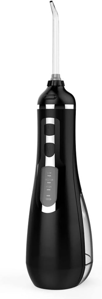 Water Dental Flosser for Teeth Cleaning Waterproof Dental Picks Floss Oral Irrigator with 4 Tips and 200ML Water Tank (Color : Black)