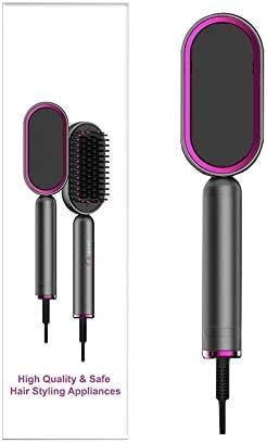 Hair Straightener Brush Electric Hot Ceramic Hair Comb Hair Flat Iron Digital Heating Anti-Static Hair Hot Brush Hot Comb Iron