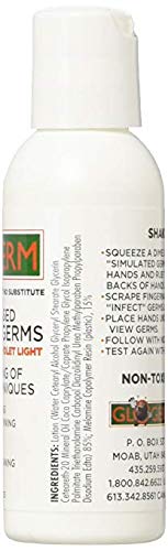 Glo Germ Mini Gel Kit 2 Pack (Two 2 oz Bottles Two UV Light Keychains) - Gel Lotion Based Simulated Germs - Helps Promote Better Hand Washing Habits - Training for Aseptic Techniques - Double Pack