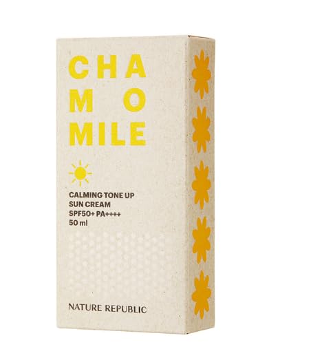 Chamomile Calming Tone-Up Sun Cream SPF50+ PA++++ Made in Korea Pink Tone-Up Non-Sticky with Chamomile Flower Oil