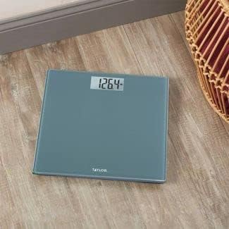 Taylor Precision Products Glass Digital Scale Body Weight Bathroom Scale Highly Accurate 400 LB Capacity Auto On and Off Scale Blue