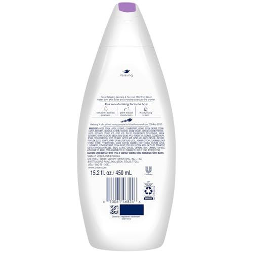 Dove Body Wash Relaxing 3-Pack – Jasmine &amp Coconut Milk for Softer Smoother Skin 15.2 Oz Ea