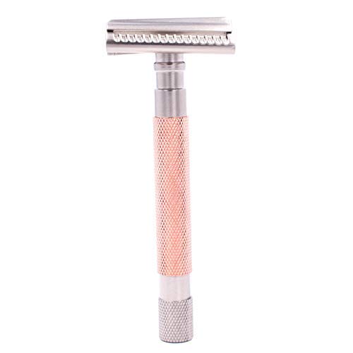 Parker Semi-Slant Safety Razor – Rose Gold Finish | Elegant DE Razor for Women &amp Men with Sensitive Skin | Slanted Head + 5 Parker Blades for Smooth Results | Iconic Brand