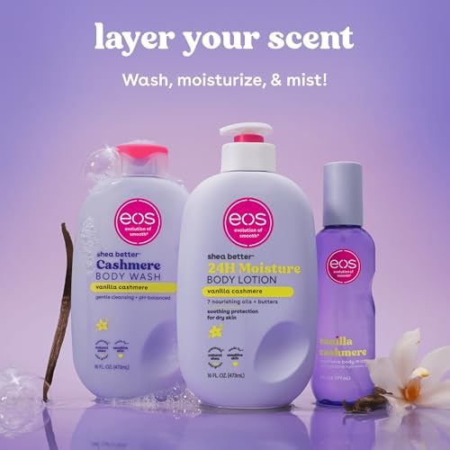 eos Vanilla Cashmere Scent Layering Bundle - Body Wash Body Mist Body Lotion