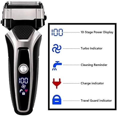 Men's Shaver USB Rechargeable Electric Shaver Stainless Steel Shaving Machine for Men 3D Triple Floating Blade Razor Shaver Barber Electric (Color : Silver with Box)