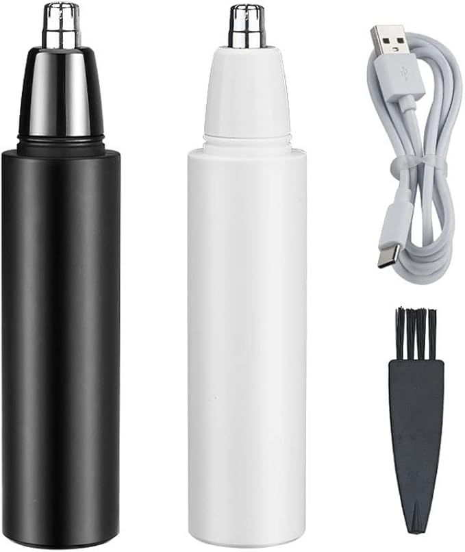 Nose Hair Trimmer Painless Nose and Ear Hair Trimmer for Women Men Waterproof Stainless Steel Head Blades Nose Hair Remover Easy Cleansing USB Rechargeable (Color : White)