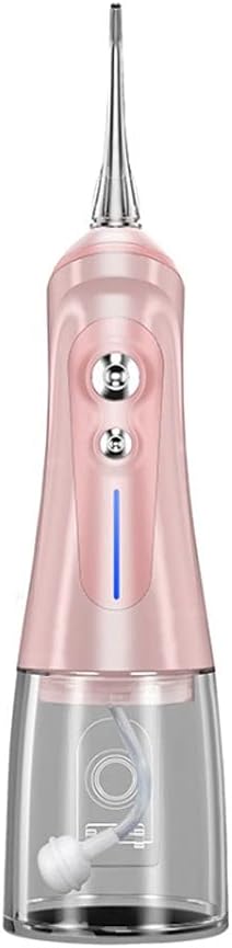 Portable Cordless Dental Oral Irrigator Water Flosser USB Rechargeable and Portable Oral Irrigator IPX7 Waterproof Water Dental Flossing 320ML Water Tank (Color : Pink)