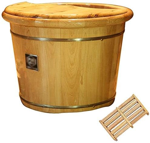 Foot Tub Wooden Foot Basin Foot Washing Bucket Wooden Foot Tub Foot Bath Basin 30cm High Footbath Sauna Foot Bath Barrel Household Foot Soaking Barrel Pain Fatigue Relief Foot Washing Barrel (Co