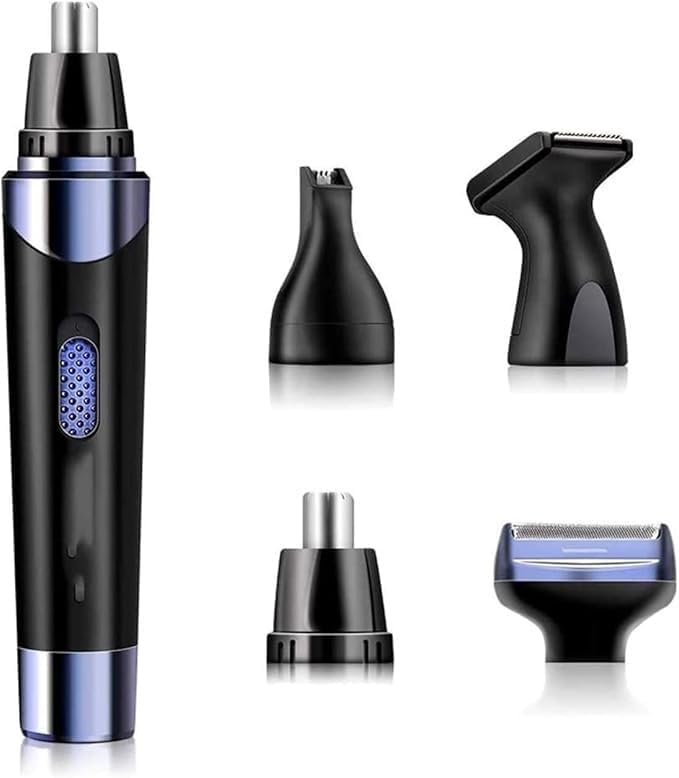 Ear and Nose Hair Trimmer Clipper for Men Women 4 in 1 USB Rechargeable Professional Electric Eyebrow and Facial Hair Trimmer with Waterproof Head Double-Edge Stainless Steel Blade
