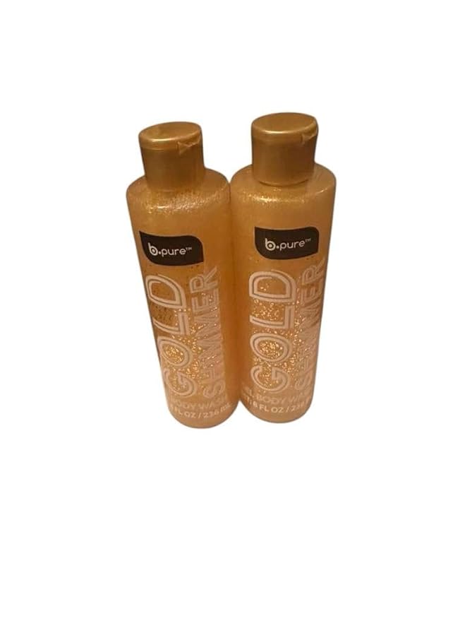 Fun Gold Shimmer Body Wash Glitter Gel Formula 8 fl oz/236 ml