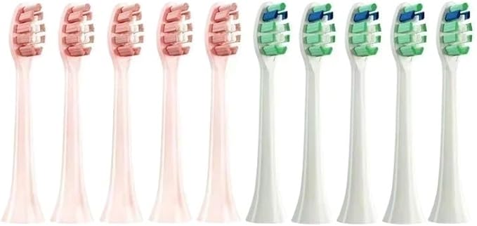 10PCS Replacement Brush Heads Compatible for Philips HX6930 HX6064 Sonic Electric Toothbrush Vacuum Soft Bristle Nozzles(5White5Pink)