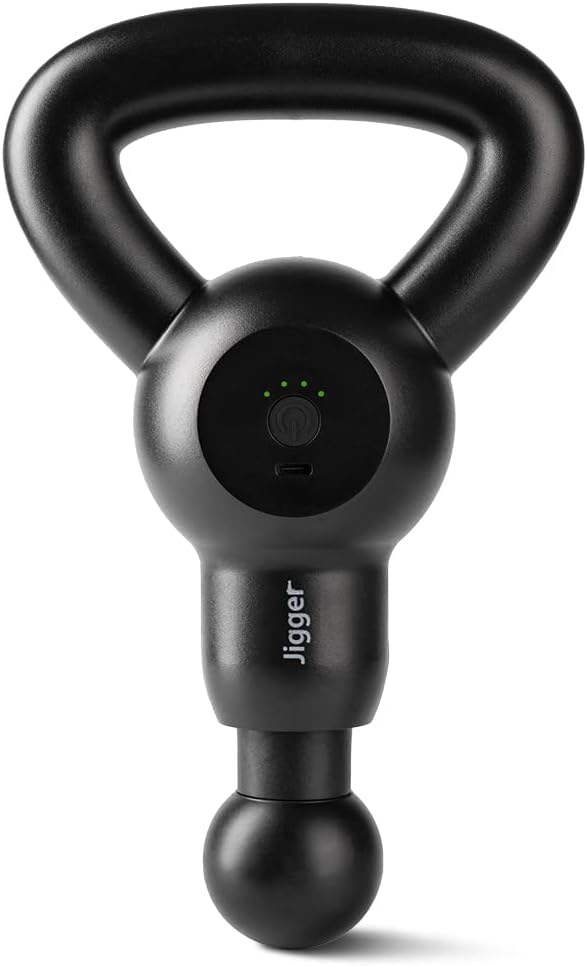 Jigger Percussion Massage Gun - Ultra-Quiet Lightweight and Powerful Deep Tissue Massager with 4-Speed Settings Handheld Massage Gun with 4 Attachments