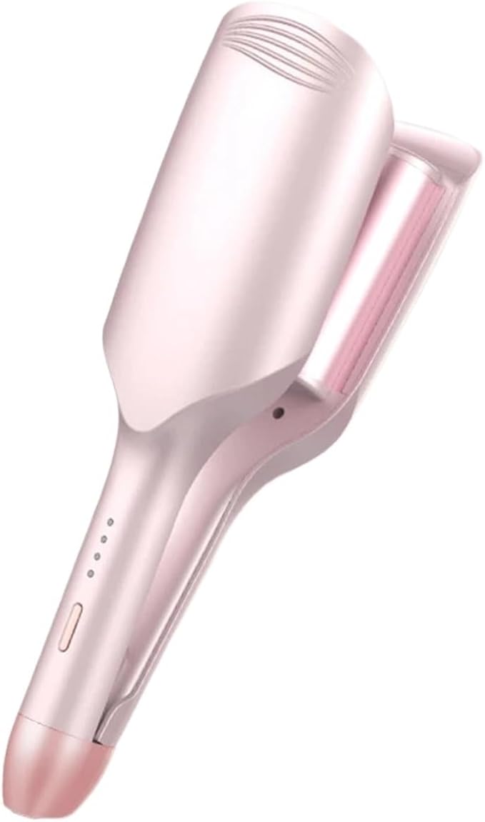 Anti-Scald Curling Iron 32mm / 1.26-inch Water Ripple Big Wave Curls - Easy Styling Hair Rod 4℃(PinkEU)