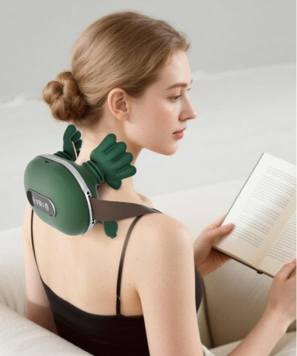 Beloving Neck and Shoulder Massager with Heat 4D Kneading Back Massager for Neck Shoulders Upper Back Relief Adjustable Straps Portable Shiatsu Massage Pillow for Home Office Travel