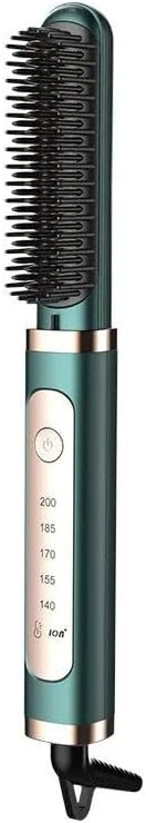 Electric Professional Hair Straightener Brush Curling hot Comb Green