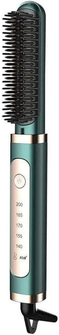 Electric Professional Hair Straightener Brush Curling hot Comb Green