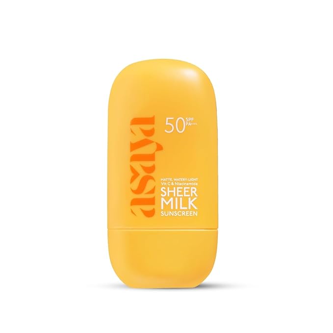 As.aya Shee.r Milk Sunscreen SPF 50 PA++++ UVA + UVB | Lightweight Fluid Sunscreen with Niacinamide for Brightening | Water Based | Quick Absorbing | For Acne-Prone Oily or Combination Skin 50 ml